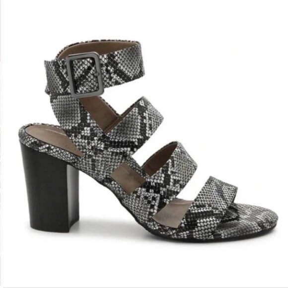 Vionic Blaire Snake Strappy High Block Heel Sandals Ankle Strap Chunky Size 7 - Picture 1 of 13
